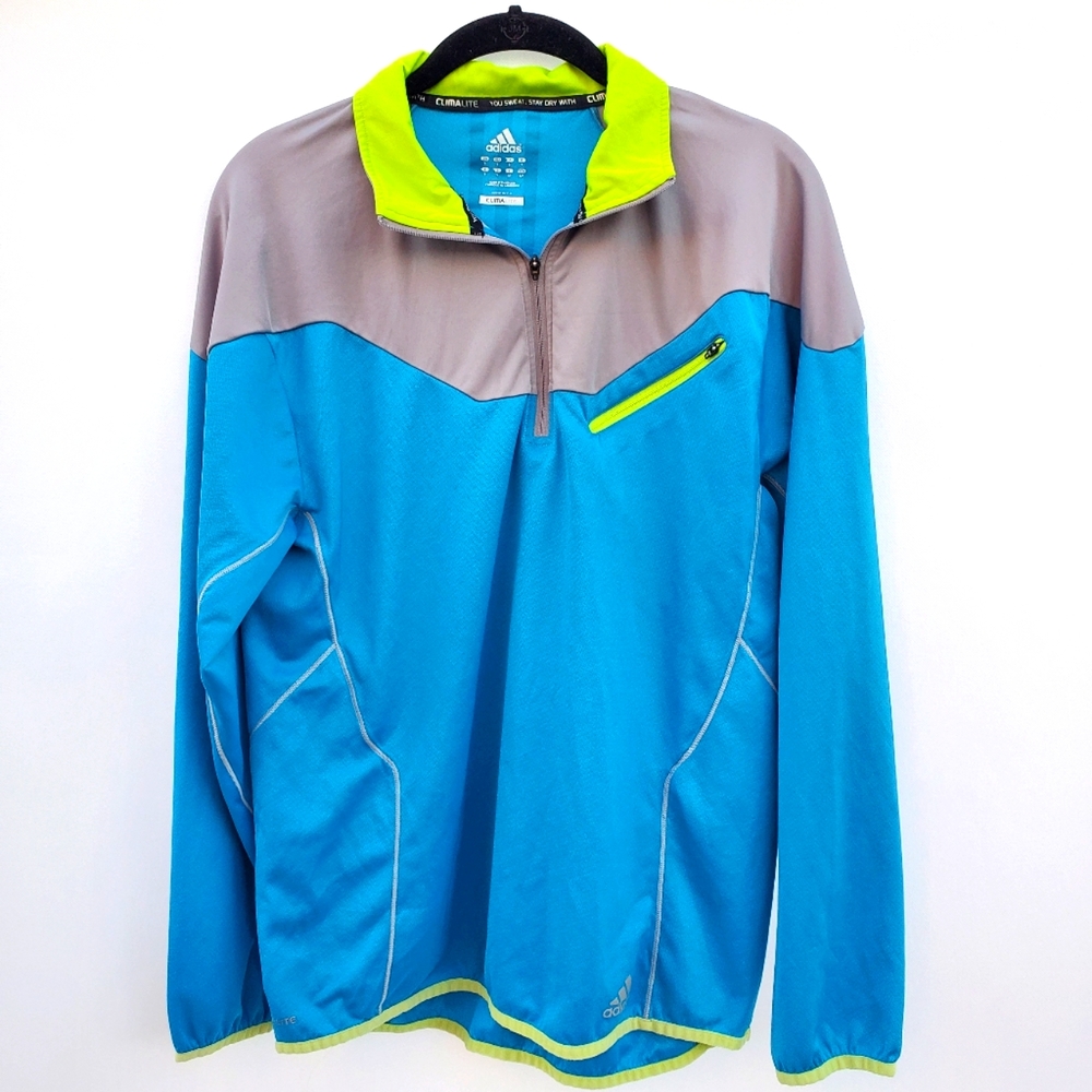 Men Adidas ClimaLite QuarterZip Lightweight Sweatshirt Size S